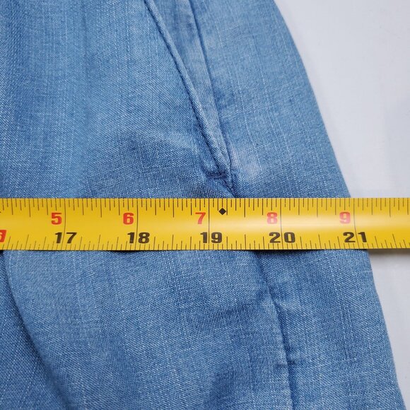 Loft High Waisted Baggy Wide Shorts Women Size 6 Denim Finish Linen Blend - Picture 9 of 10